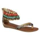Rebel by Zigi Womens After Party Beaded Ankle Wrap Sandal   Animal 