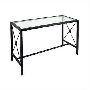 Grace Large Console Table w/ Glass Insert   Metal Finish Burnished 