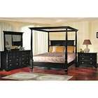Asia Direct 5 pc antique black finish wood queen canopy bedroom set