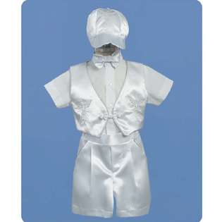 Angels Garment Baby Boys White Shorts Cap Christening Outfit Set 6 12M 