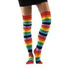 Luxury Divas Multi Color Rainbow Stripe Over The Knee Thigh Hi Socks 