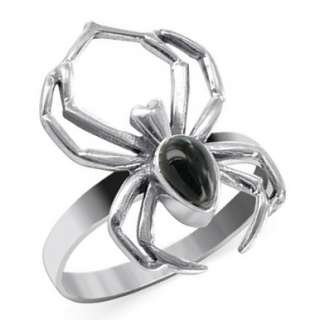 Halloween Spider Ring Sterling Silver Black Onyx 5   12  