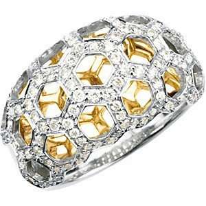  Elegant Honeycomb Style Peek a boo Diamond Ring in 14k 