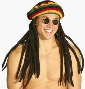 Rasta Tam Dreadlock Rasta Hat w/ Attached Hair Jamaica  