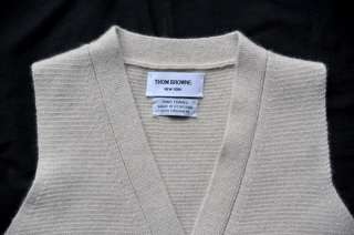 THOM BROWNE Beige *CASHMERE* Sweater Cardi Vest NEW XS  