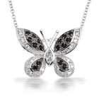 Bling Jewelry Sterling Silver Pave Black CZ Butterfly Pendant 16