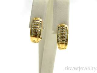 Estate 0.70ct Diamond 10K Gold Hoop Earrings NR  