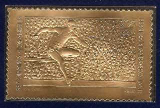 22ct Gold Stamp 1984 Los Angeles Olympic Games HURDLES  
