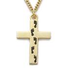  Silver Cross Necklace Footprints Design Mens Crossw/Chain 24