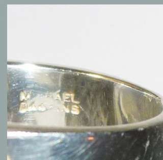 MICHAEL DAWKINS Vintage SS Wide Shank Diamond Ring SZ 6  