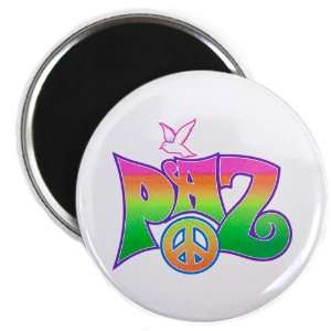  2.25 Magnet Paz Spanish Peace with Dove and Peace Symbol 