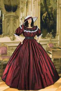 Civil War Wide Dress Ball Gown with Wide Skirt Handmade from Taffeta 