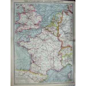  MAP c1890 FRANCE COMMUNICATIONS HAVRE CHERBOURG CALAIS 