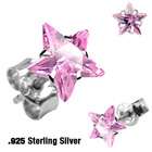 WickedBodyJewelz .925 Sterling Silver Martini Stud Earring w/Star 