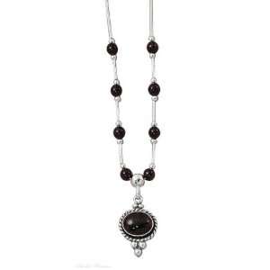   Silver Black Onyx Eight Black Onyx Beads Choker Necklace Jewelry
