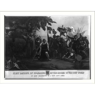 Library Images Historic Print (M) First landing of Columbus on the 