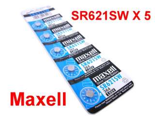 MAXELL SILVER OXIDE BATTERY FOR WATCH 1.55V SR621SW x 5  