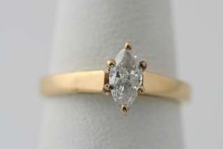 14K YG Wedding 1/2 carat Marquise Diamond Solitaire .50 ct Engagement 