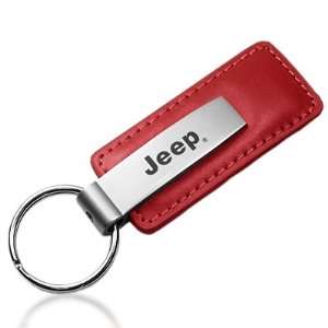    Jeep Red Leather Car Key Chain, Official Licensed Automotive