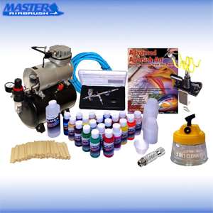  Pro G44 MASTER Dual Action AIRBRUSH w AIR COMPRESSOR KIT Createx Paint