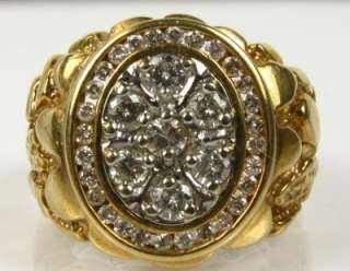   Handsome 1.50ctw Genuine SI GH Diamond 10k Y Gold Mens Band Ring 9.9g