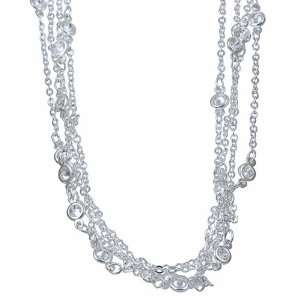   CZ Silvertone Metal Cubic Zirconia 100 inch Endless Necklace Jewelry