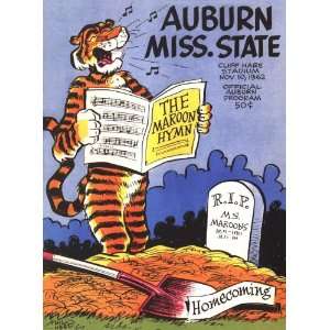 1962 Auburn vs. Mississippi State 22 x 30 Canvas Historic Football 