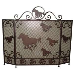  New   METAL FIREPLACE SCREEN WITH HORSE by WMU Patio 