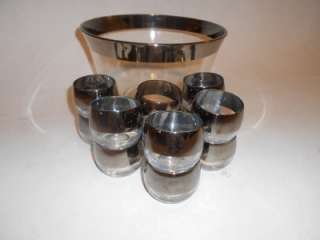   Men Era SILVER BAND Glass 12 ROLY POLY Glasses & PUNCH BOWL  