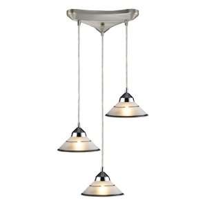  3 LIGHT PENDANT IN POLISHED CHROME AND ETCHED CLEAR GLASS 