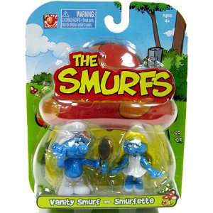  Smurfs 2 Inch Articulated Mini Figure 2 Pack Vanity Smurf 