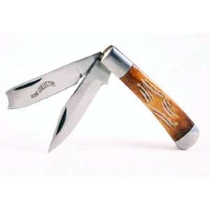  3 1/2 Zig Bone Handle Knife Two Folding Blades Sports 