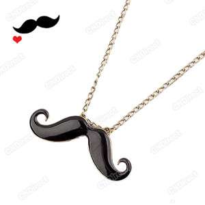 Funny Cute Black Retro Bronze Beard Chain Necklace Apandi Mustache 