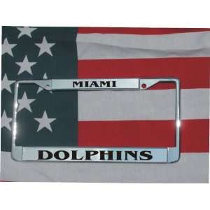  Miami Dolphins Chrome Laser Engraved License Plate Frame 