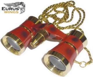 HQRP Opera Glasses Burgundy / Gold with Necklace Chain  
