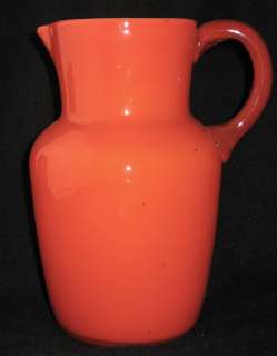 Italian art glass orange cased pitcher set, 6p.  