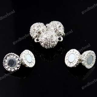 CLEAR CRYSTAL GOLD/SILVER/18KG MAGNETIC ROUND BALL CLASPS FINDINGS 