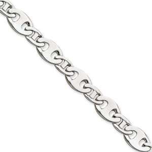  8.75mm, Sterling Silver, Flat Anchor Link Chain, 18 inch Jewelry