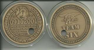 OSAMA BIN LADEN PUNCHED TICKED NAVY SEAL MILITARY COIN  