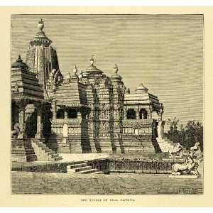  1878 Wood Engraving Temple Kali Kajraha India Architecture 