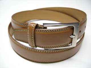New Mens Business Casual Jean Leather Belt Tan E15  