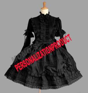   Lolita stunning lace Cosplay Knee Length black/white dress 2PC  