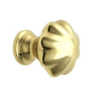 Colonial Revival Cabinet Knob   1 1/4 Diameter in Polished Brass.