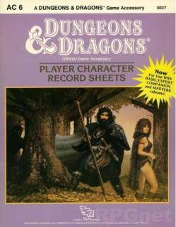   Character Record Sheets Accessory/1985 Advanced Dungeons & Dragons