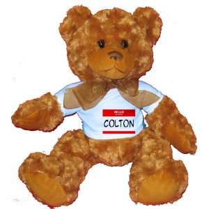  HELLO my name is COLTON Plush Teddy Bear with BLUE T Shirt 