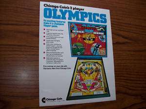 CHICAGO COIN OLYMPICS PINBALL MACHINE FLYER 1975  