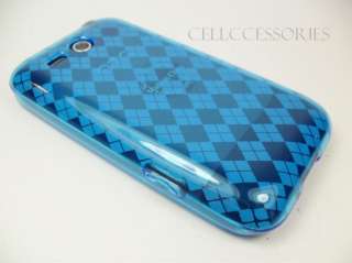 HTC FREESTYLE ATT BLUE CHECKER TPU SKIN SOFT COVER CASE  