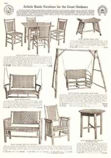 1932 Vintage Woven Rustic Log Style Patio Furniture AD  