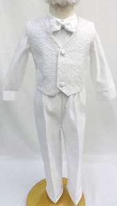 NEW Baby Infant Boy Christening Baptism Suit Outfit white long sleeve 