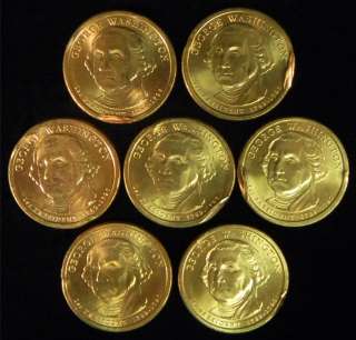 Set of 7 MINT ERROR George Washington Dollar Coins *4 91  